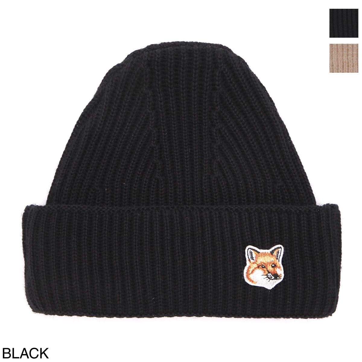 MAISON KITSUNE メゾンキツネ ニットキャップ/FOX HEAD PATCH RIBBED HAT