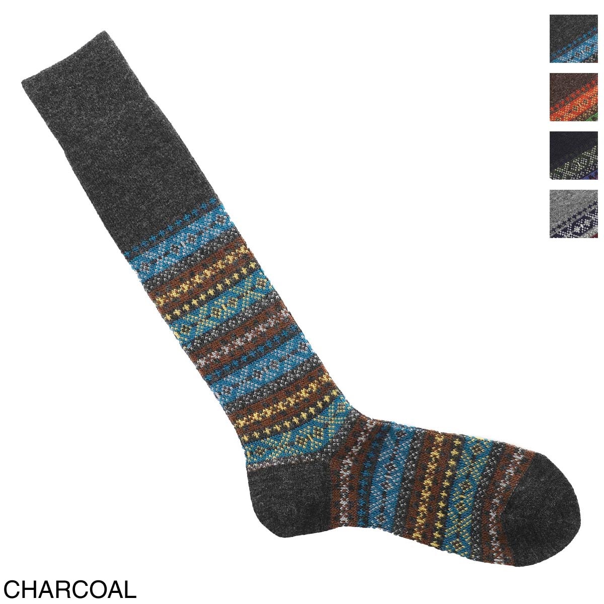 『ネコポス対応(3点まで)』HALISON ハリソン 靴下/ソックス/ラムウール混 フェアアイル ロングホーズ 相当サイズ:25～27cm メンズ