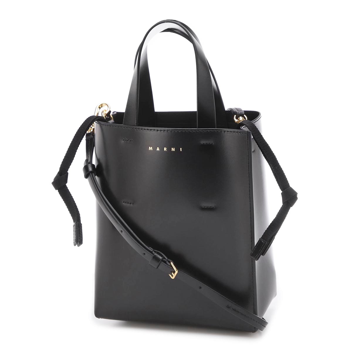 MARNI 2wayバッグ ブラックレザー Museo Mini MARNI マルニ トートバッグ 2WAY/MUSEO MINI レディース | レディース