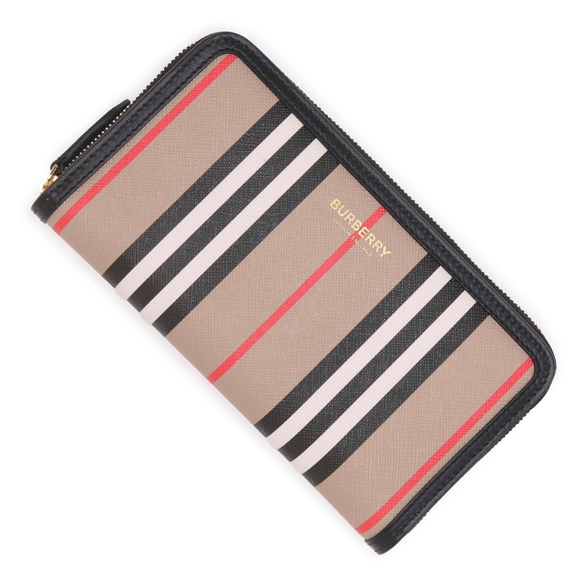 【美品】Burberry ストライプ　長財布 BURBERRY】バーバリー『モノグラムストライプ 三つ折り短財布
