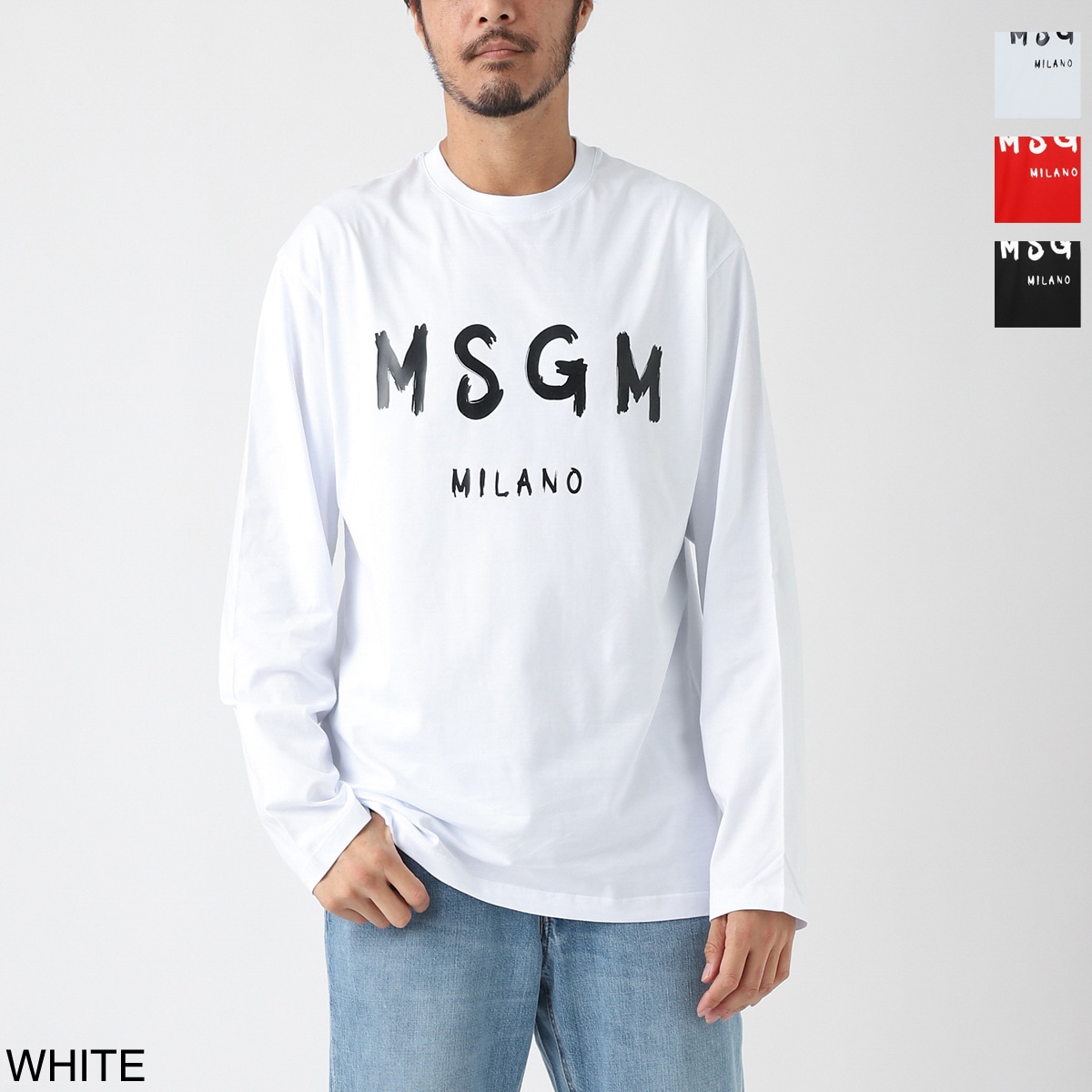MSGM エムエスジイエム カットソー Tシャツ 長袖 クルーネック MSGM エムエスジイエム カットソー Tシャツ 長袖 クルーネック