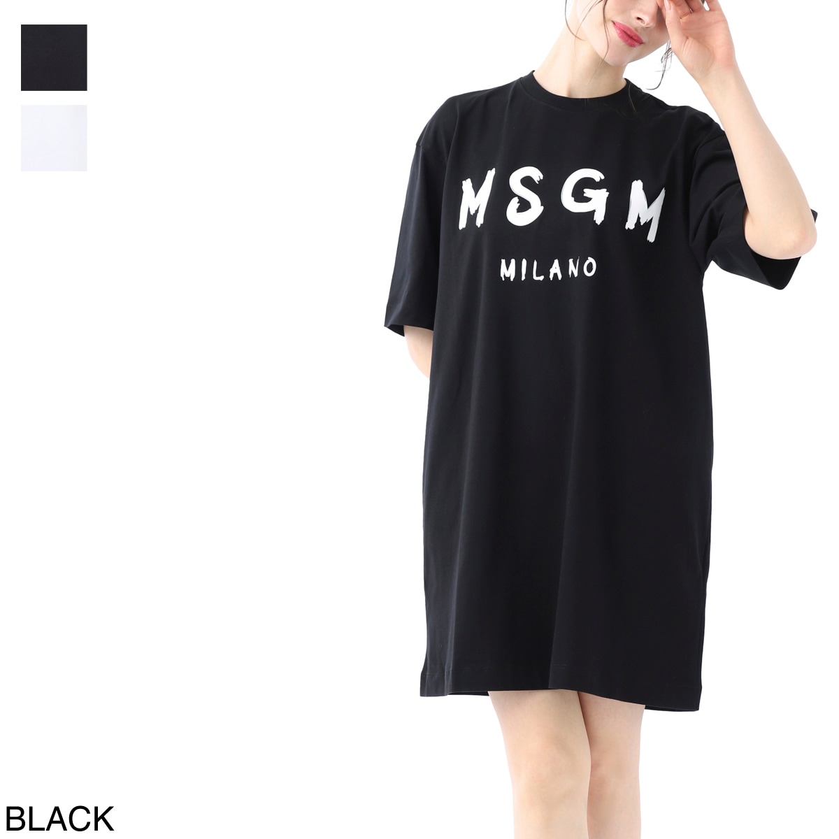 新品 MSGM／エムエスジーエム Tシャツ ワンピース 半袖 ロゴ