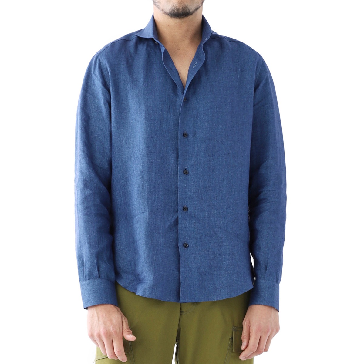 GALLIA ガッリア ホリゾンタルカラー リネンシャツ【大きいサイズあり】 メンズ