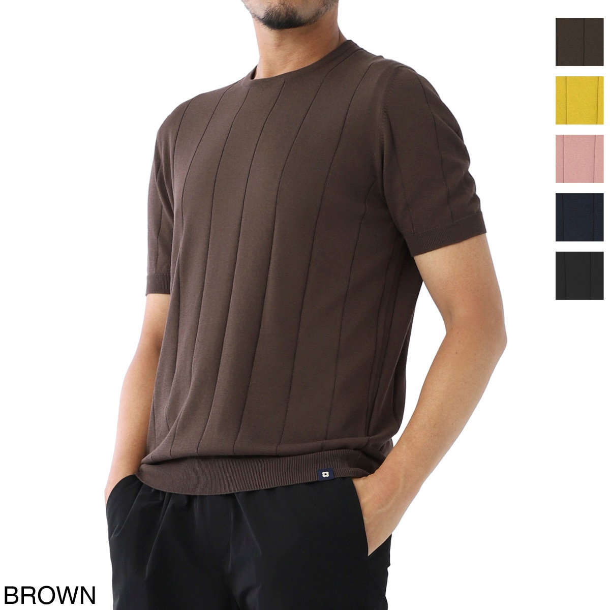 【アウトレット】【ラスト1点】LARDINI ラルディーニ クルーネック 半袖ニット【大きいサイズあり】 メンズ