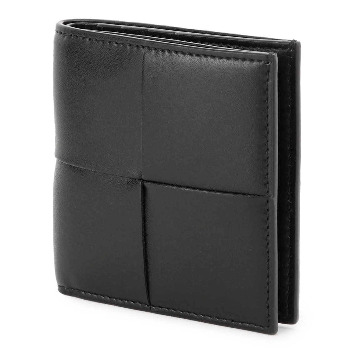 【専用】ボッテガ　ブラック&ネイビー レザー 二つ折り財布 編み込みデザイン 専用】ボッテガ ブラック&ネイビー レザー 二つ折り財布