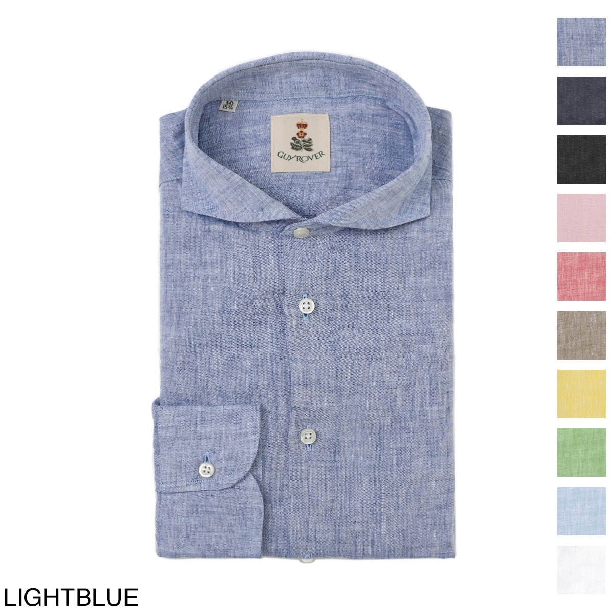 【アウトレット】GUY ROVER ギローバー ホリゾンタルカラー リネンシャツ メンズ