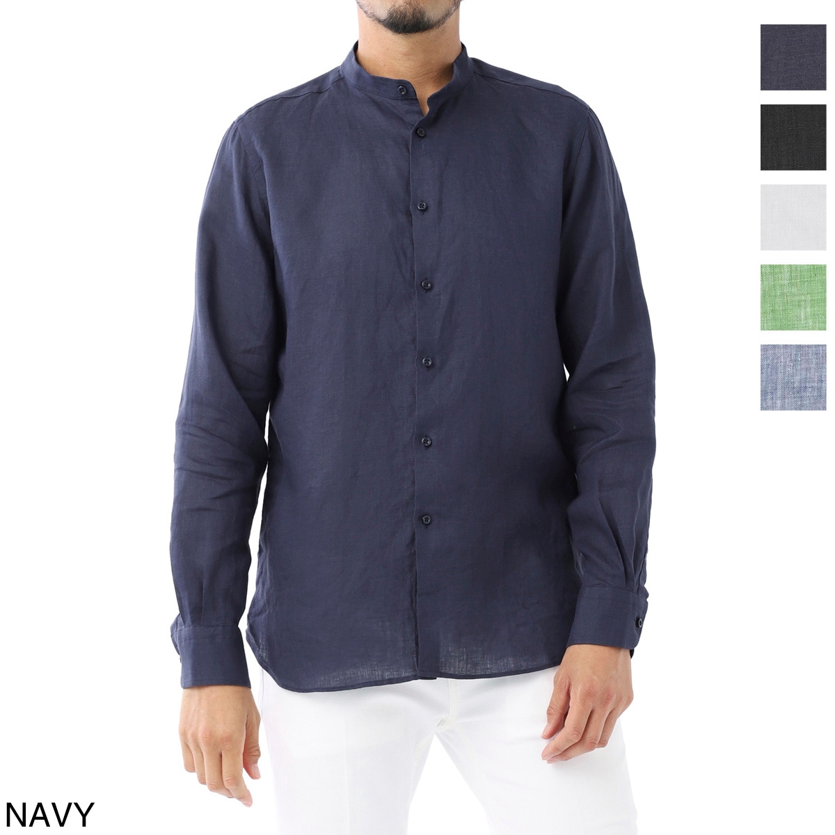 【アウトレット】GUY ROVER ギローバー バンドカラー リネンシャツ メンズ