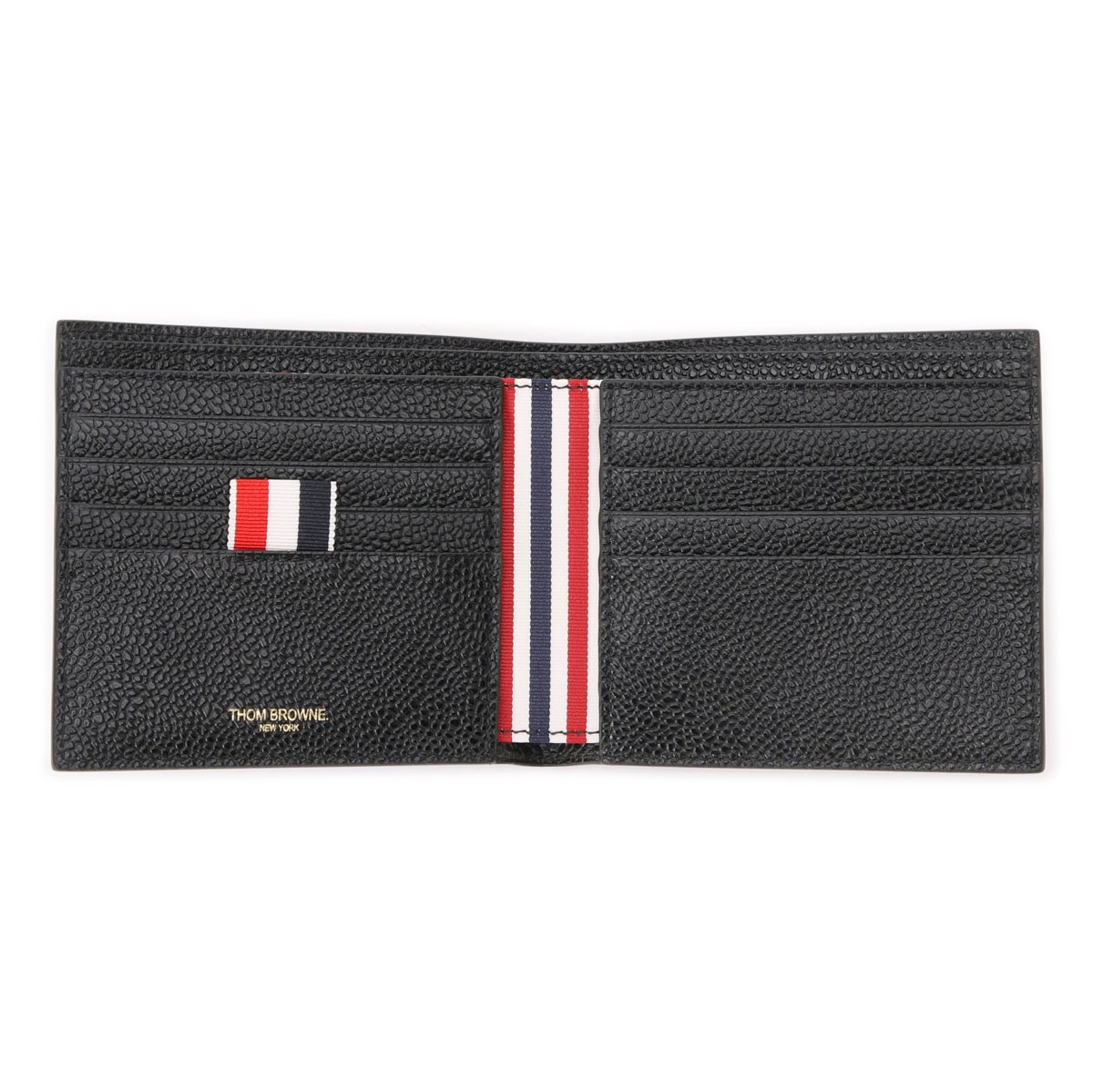 THOM BROWNE ブラック二つ折り財布 THOM BROWNE 22SS ファスナー小銭入れ付き 二つ折り財布 (THOM