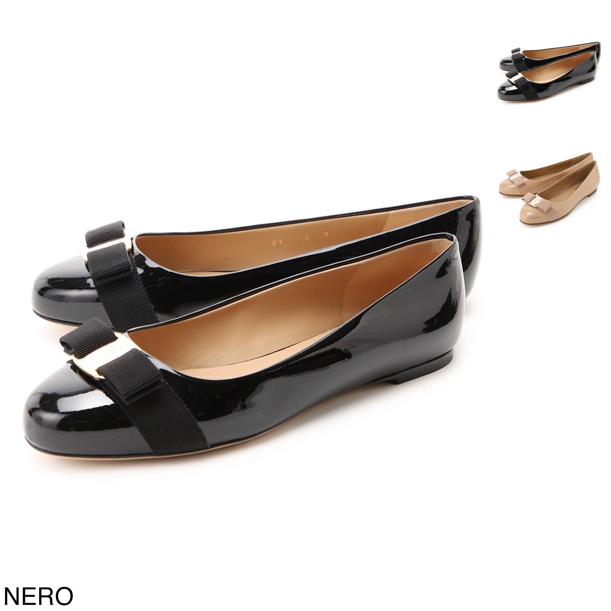 FERRAGAMO フェラガモ バレエシューズ/フラットシューズ/VARINA ワイズD PATENTCALF レディース