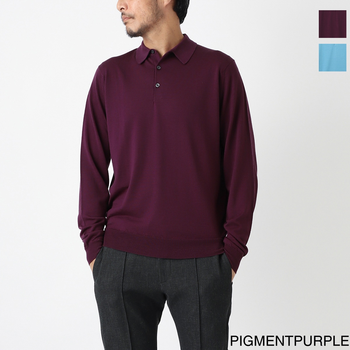 JOHN SMEDLEY バーガンディ ポロシャツ メンズ・ブランド一覧,□ J,JOHN SMEDLEY,トップス,ポロシャツ