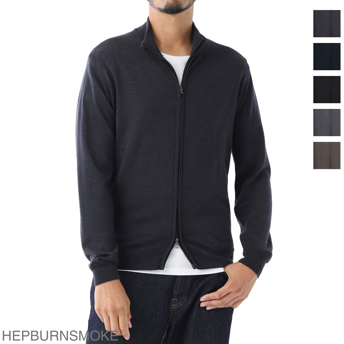 JOHN SMEDLEY ジョンスメドレー ジップアップニット/ドライバーズニット/CLAYGATE エクストラファインメリノウール 24ゲージ STANDARD FIT メンズ