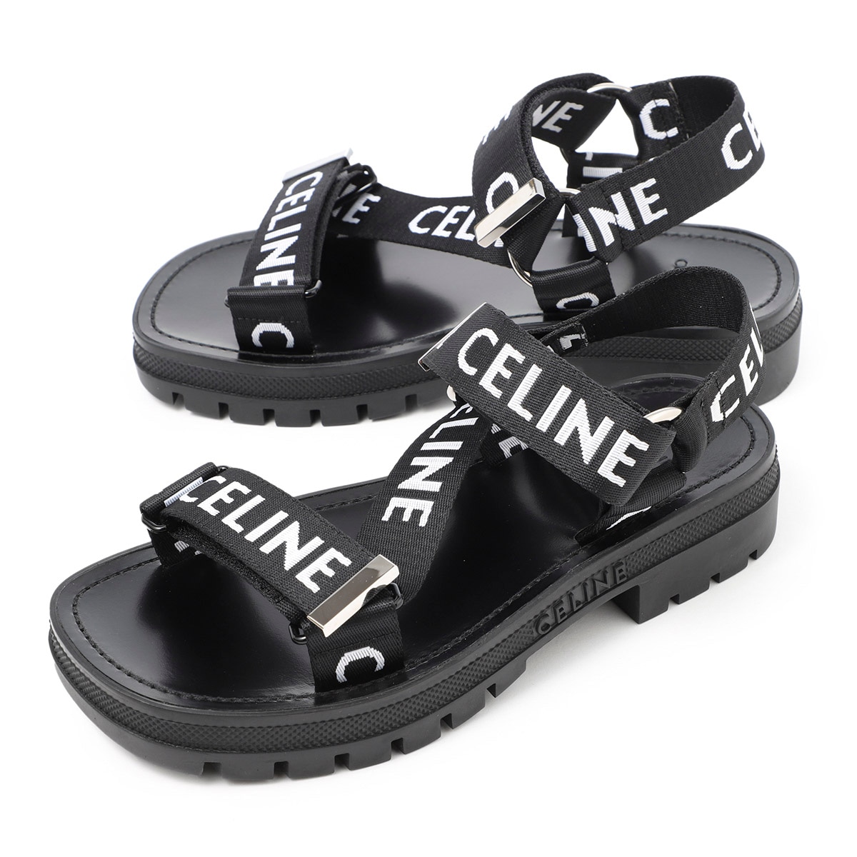 【美品】CELINE セリーヌ サンダル23ブラック Made in Italy CELINE セリーヌ サンダル/CELINE LEO【大きいサイズあり】 レディース