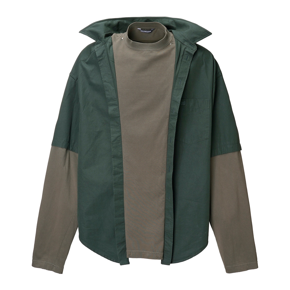 BALENCIAGA バレンシアガ オープンカラーシャツ/BB ICON TROMPE LOEIL