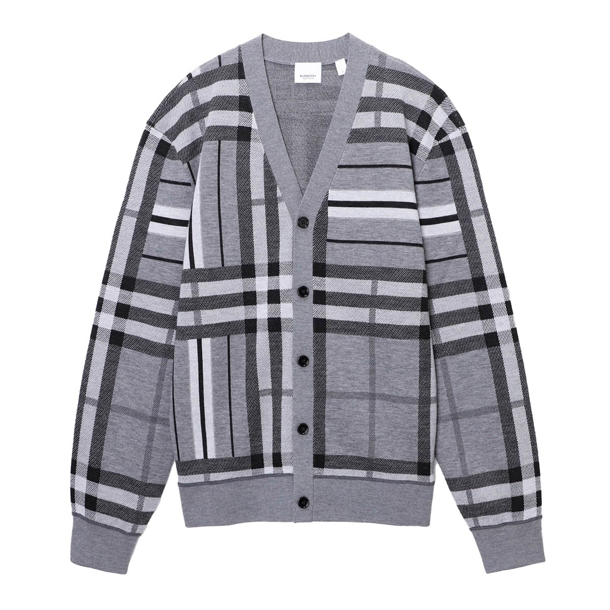 BURBERRY バーバリー カーディガン/CHECK AND STRIPE WOOL JACQUARD CARDIGAN メンズ