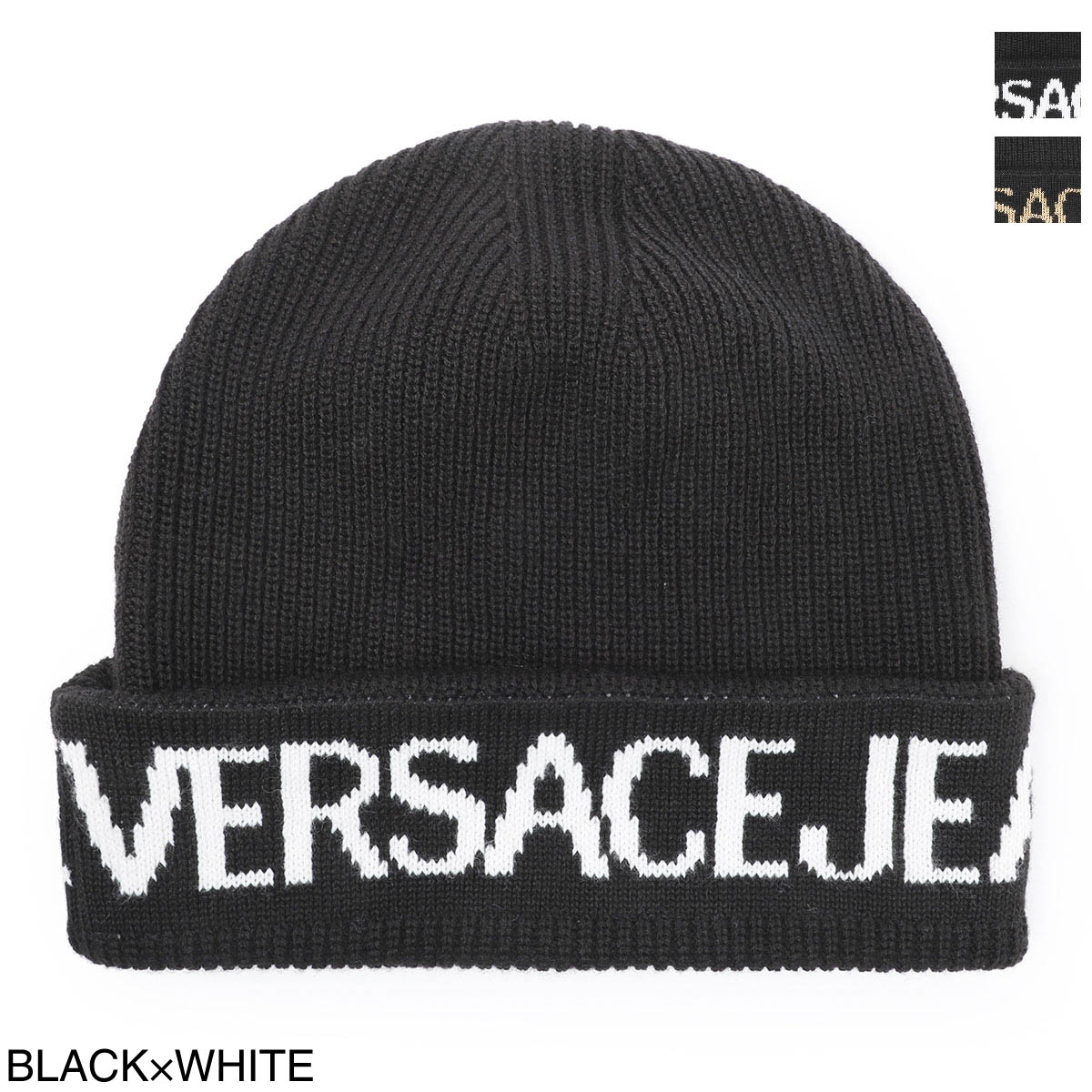 ヴェルサーチ　ニット帽　未使用　新品　ブラック　黒　ベルサーチ アウトレット】VERSACE JEANS COUTURE ヴェルサーチェ ニットキャップ