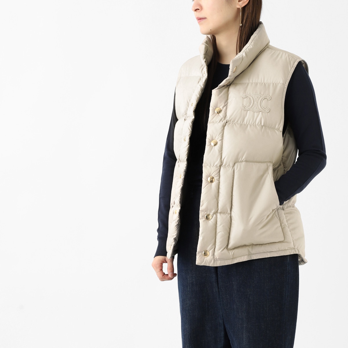 CELINE ストライプ ノースリーブ ベスト 20SS エディ CELINE（セリーヌ） ノースリーブ ニット 2ADRT977V.38NO レディース