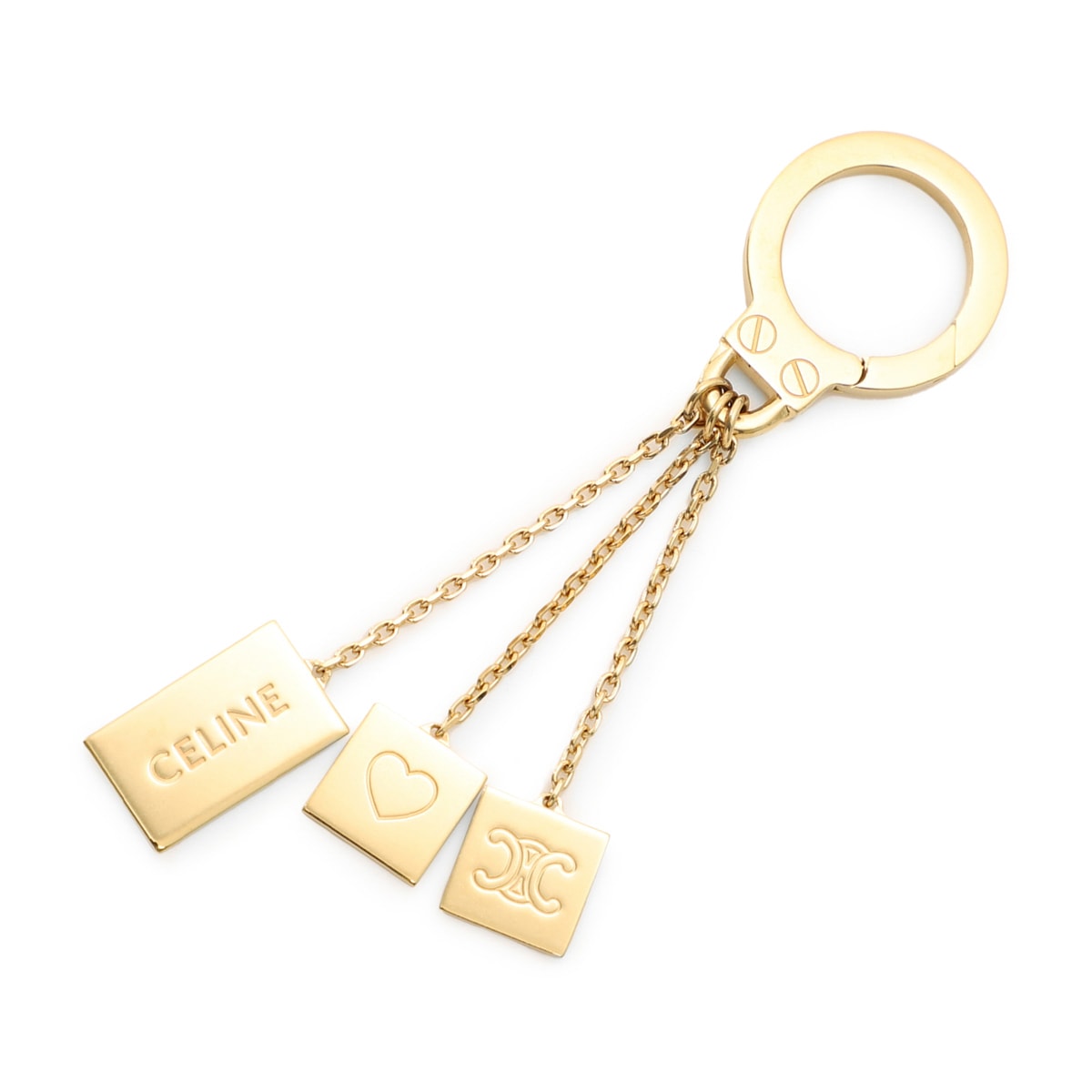 セリーヌCELINE レザーキーホルダー ホワイト・ブラウン imgrc0120423471.jpg