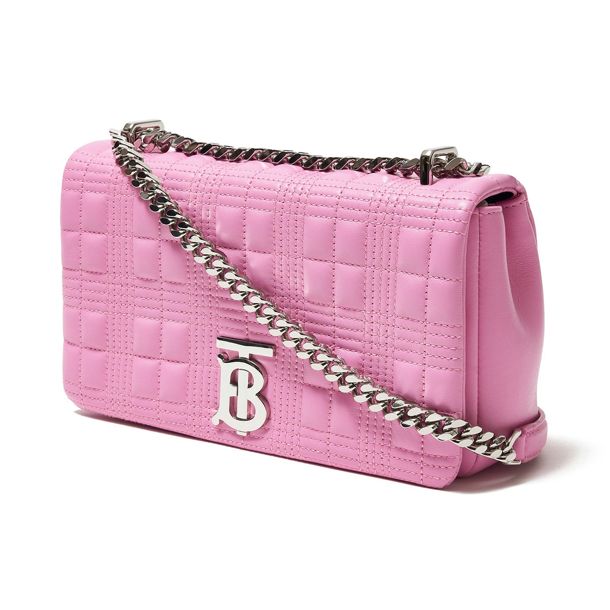 【美品】BURBERRY バーバリーハンドバック シルバー ピンク 鍵付き 美品】BURBERRY バーバリーハンドバック シルバー ピンク 鍵付き