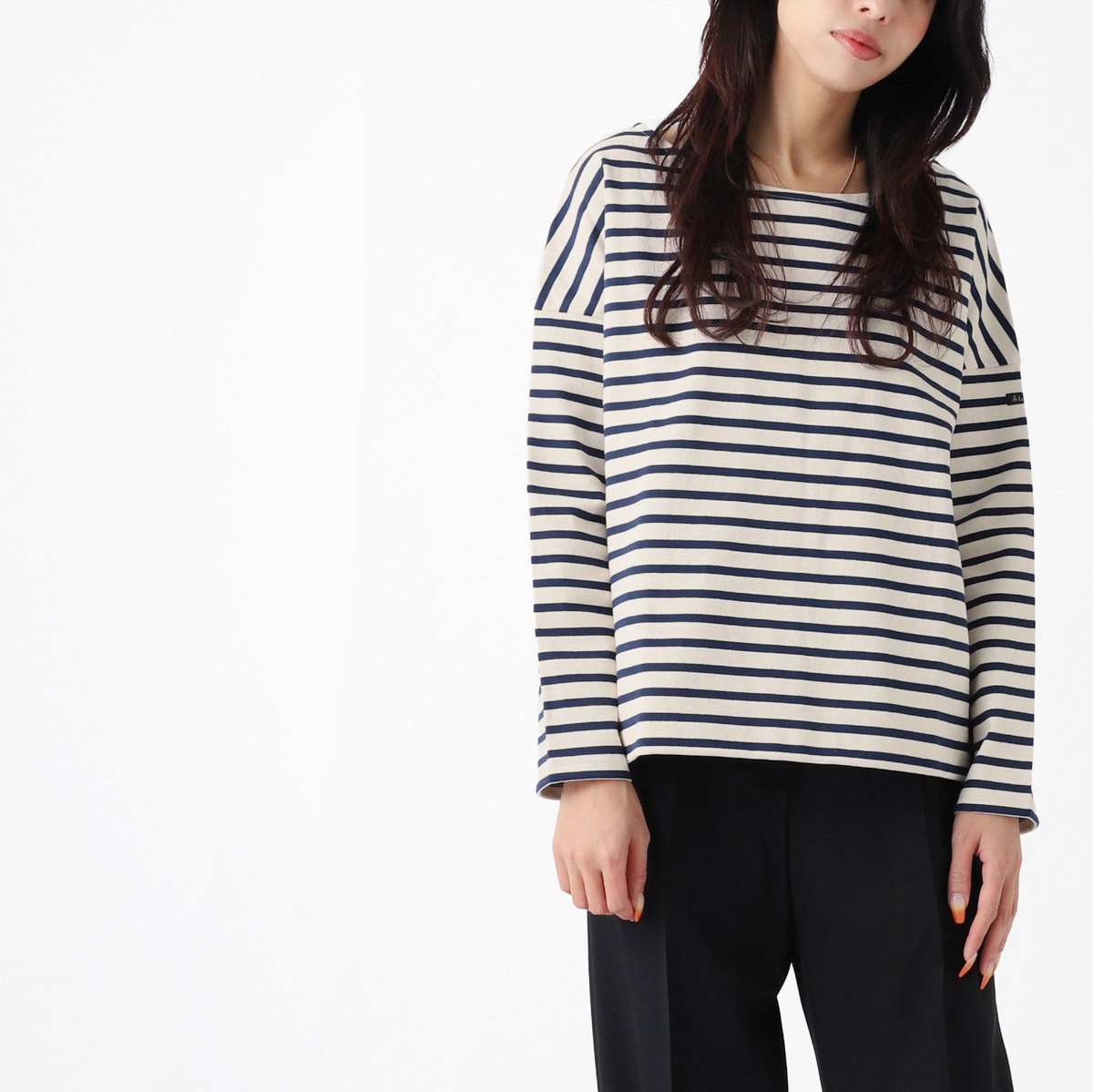 アウトレット】Le minor ルミノア ボートネック 七分袖カットソー