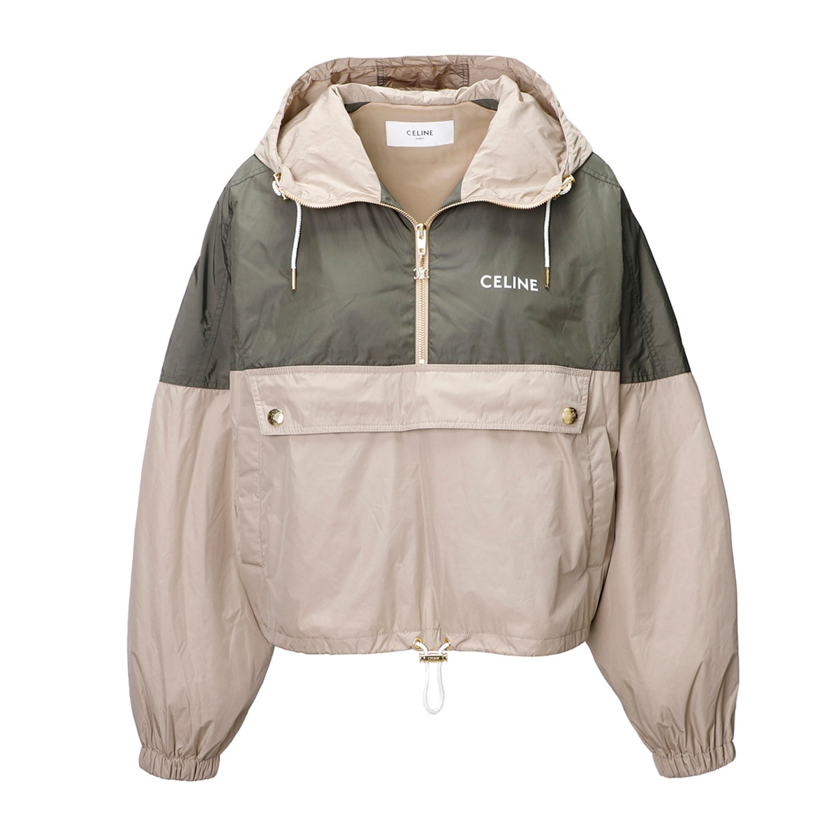 【アウトレット】【ラスト1点】CELINE セリーヌ 中綿入り ハーフジップ プルオーバー/ウインドブレーカー/CROPPED CELINE WINDBREAKER IN LIGHTWEIGHT NYLON【大きいサイズあり】 レディース