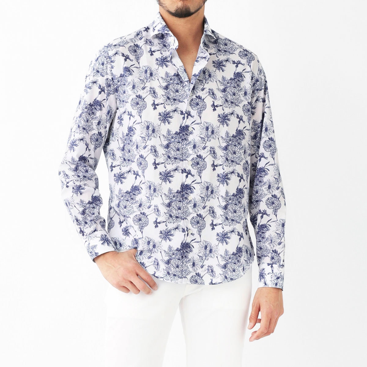 GALLIA ガッリア ホリゾンタルカラー/総柄シャツ【大きいサイズあり】 メンズ