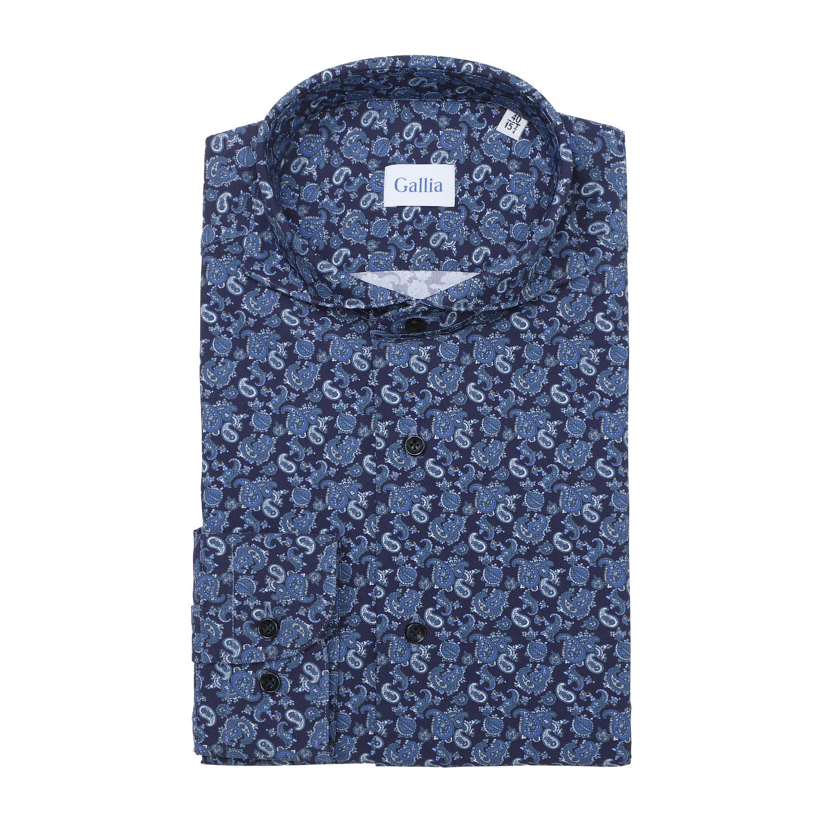 GALLIA ガッリア ホリゾンタルカラー ストレッチシャツ/総柄シャツ