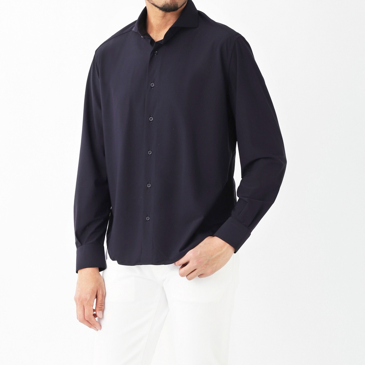 GALLIA ガッリア ホリゾンタルカラー ストレッチシャツ メンズ