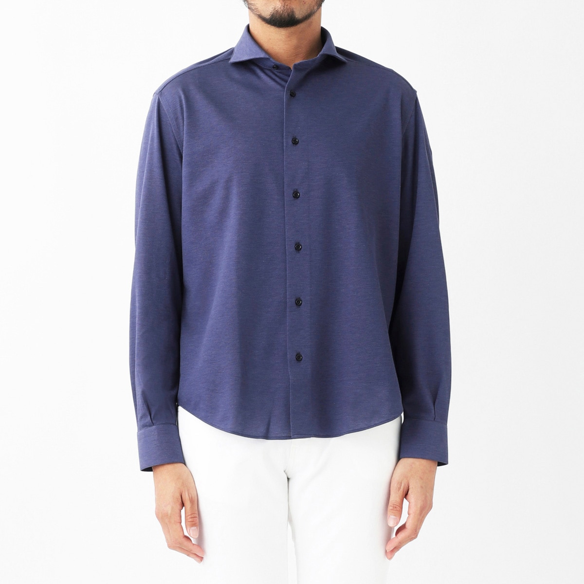 GALLIA ガッリア ホリゾンタルカラー ストレッチコットンシャツ メンズ