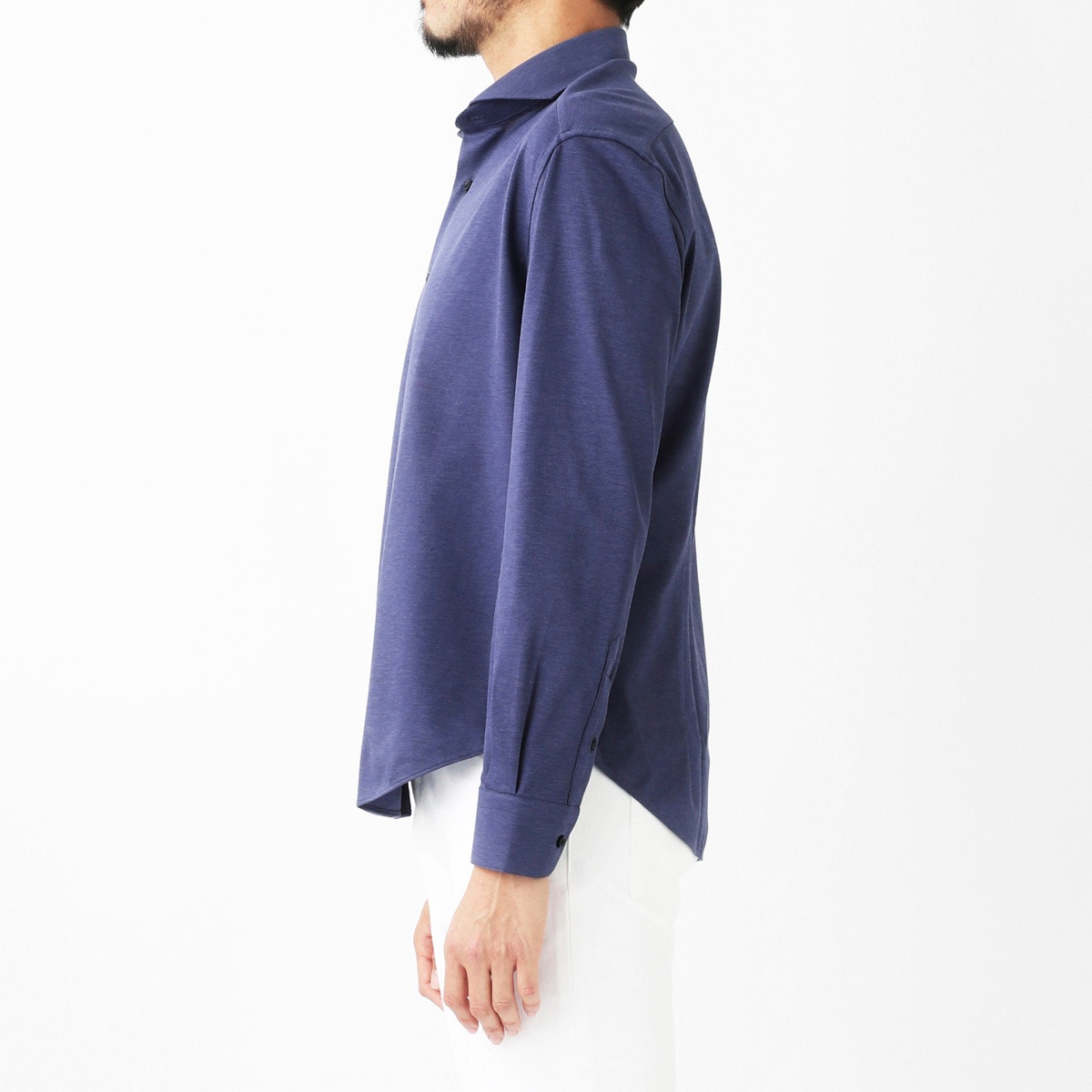 GALLIA ガッリア ホリゾンタルカラー ストレッチコットンシャツ メンズ