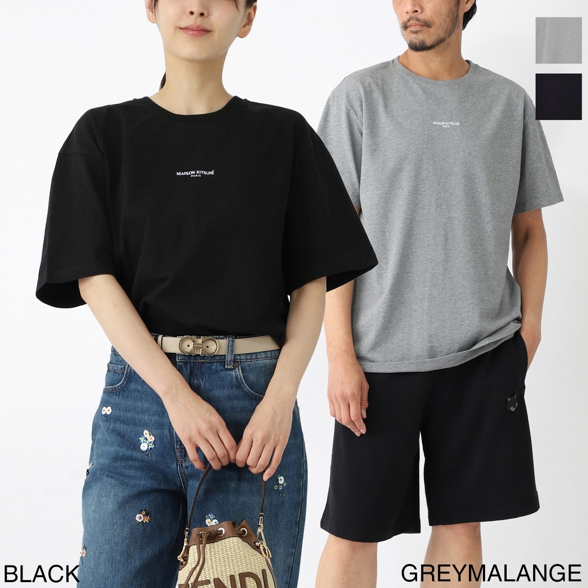 MAISON KITSUNE メゾンキツネ クルーネック半袖Tシャツ/PARIS