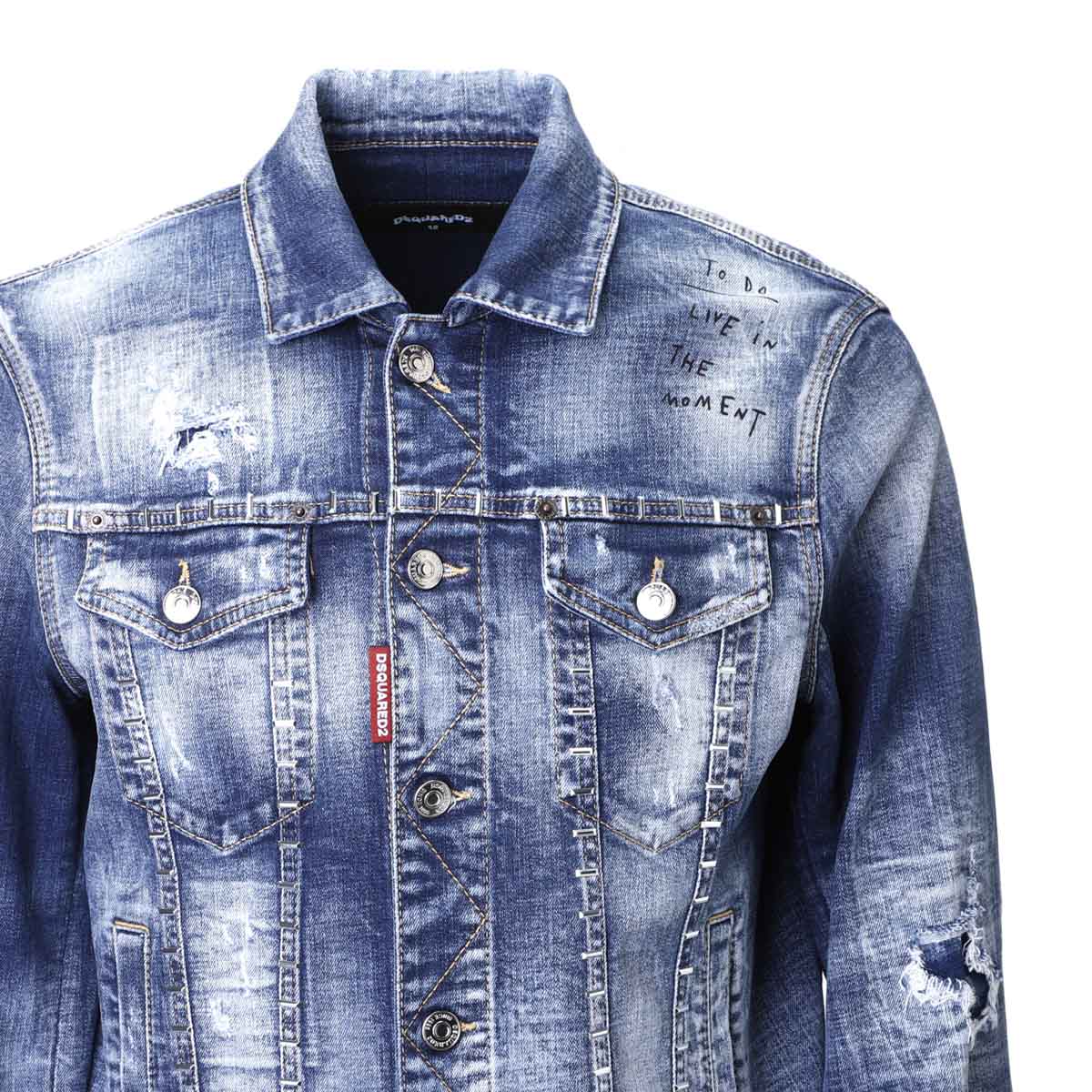 【アウトレット】DSQUARED2 ディースクエアード デニムジャケット/STAPLED MEDIUM STAPLED CLEAN WASH DAN JEAN JACKET メンズ