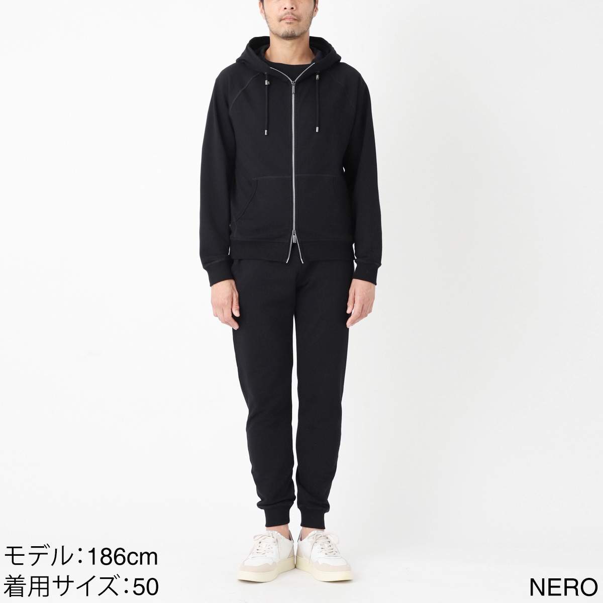 【美品】MOORER(ムーレー)セットアップ パーカー スウェットパンツブラック MOORER ムーレー セットアップ スウェットパーカ/NORCIA TUTA