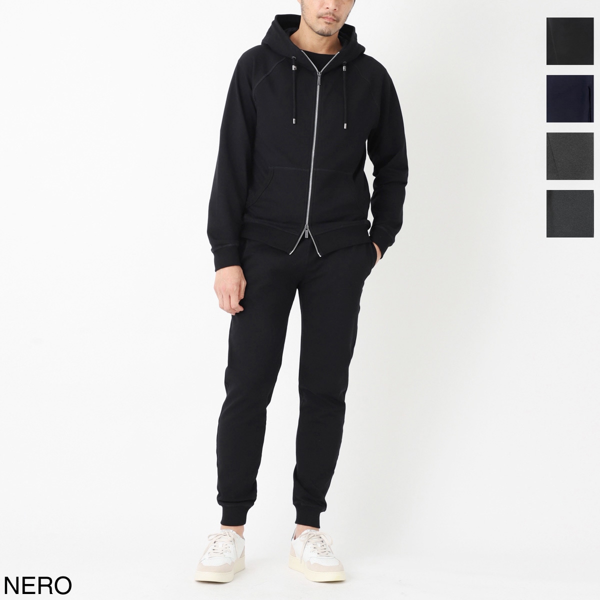 MOORER パーカー NORCIA FELPA-RAF NERO ZIP HOODIE Men's MOORER ムーレー セットアップ スウェットパーカ/NORCIA TUTA
