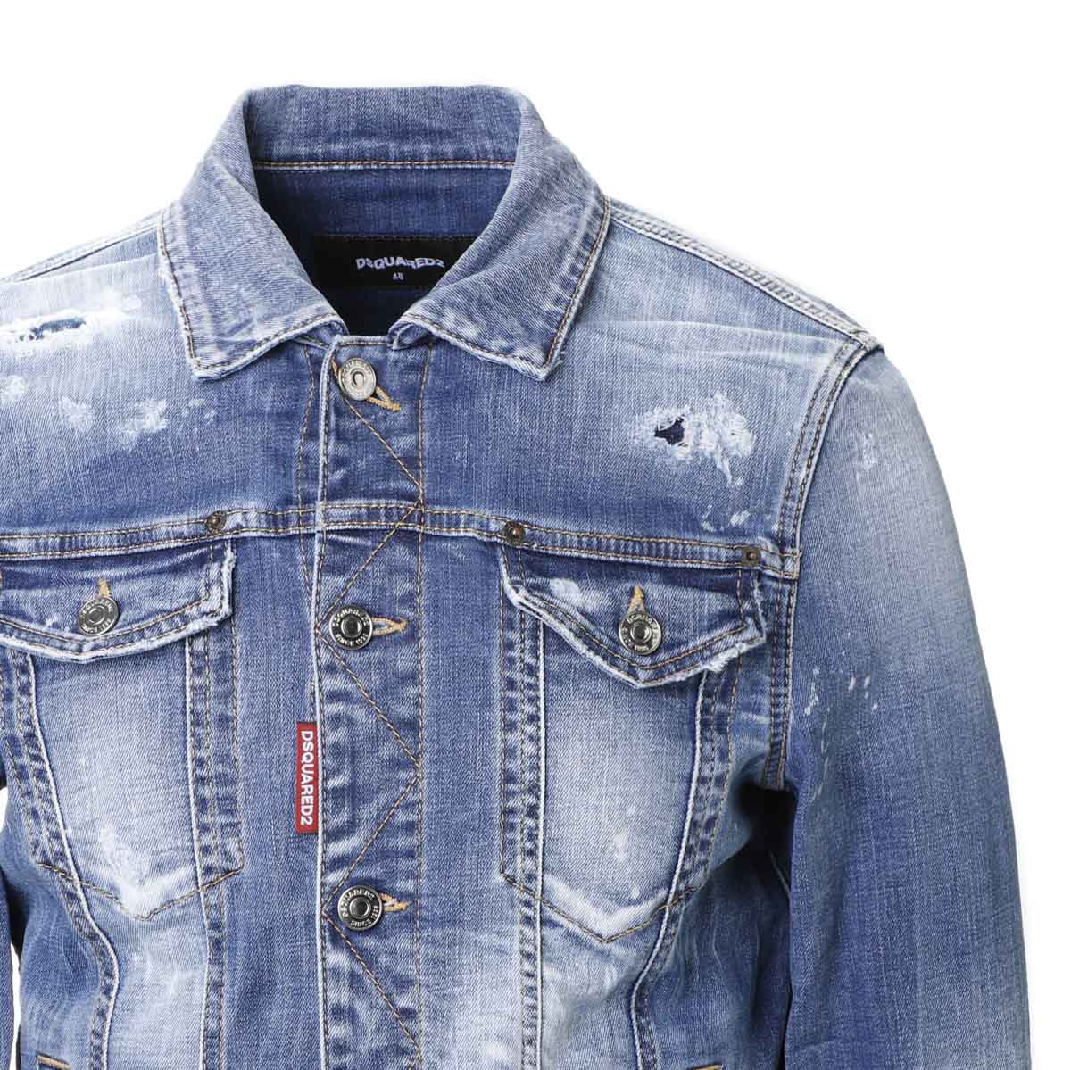 【アウトレット】【ラスト1点】DSQUARED2 ディースクエアード デニムジャケット/MEDIUM BLUE SQUARE WASH CLASSIC JEAN JACKET メンズ