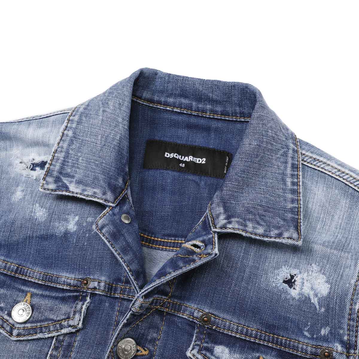 【アウトレット】【ラスト1点】DSQUARED2 ディースクエアード デニムジャケット/MEDIUM BLUE SQUARE WASH CLASSIC JEAN JACKET メンズ