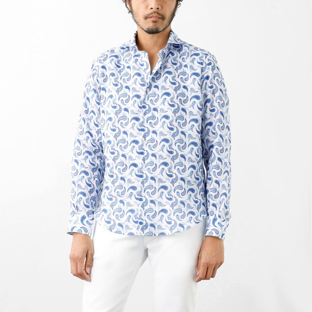 GALLIA ガッリア ホリゾンタルカラーシャツ/総柄シャツ【大きいサイズあり】 メンズ