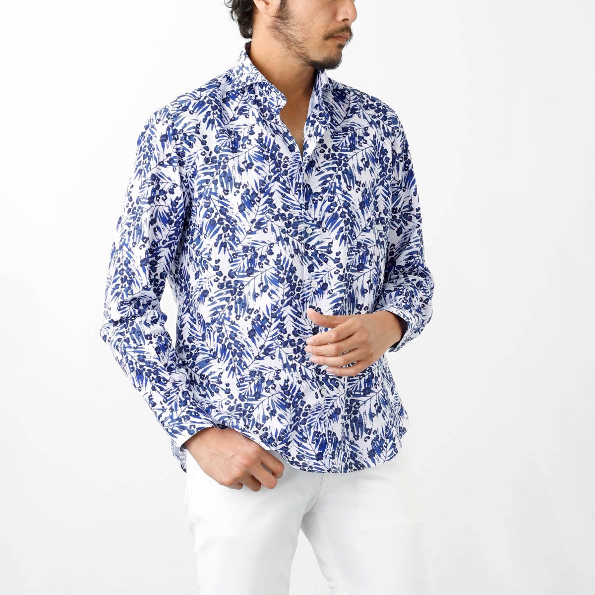 GALLIA ガッリア ホリゾンタルカラーシャツ/総柄シャツ【大きいサイズあり】 メンズ