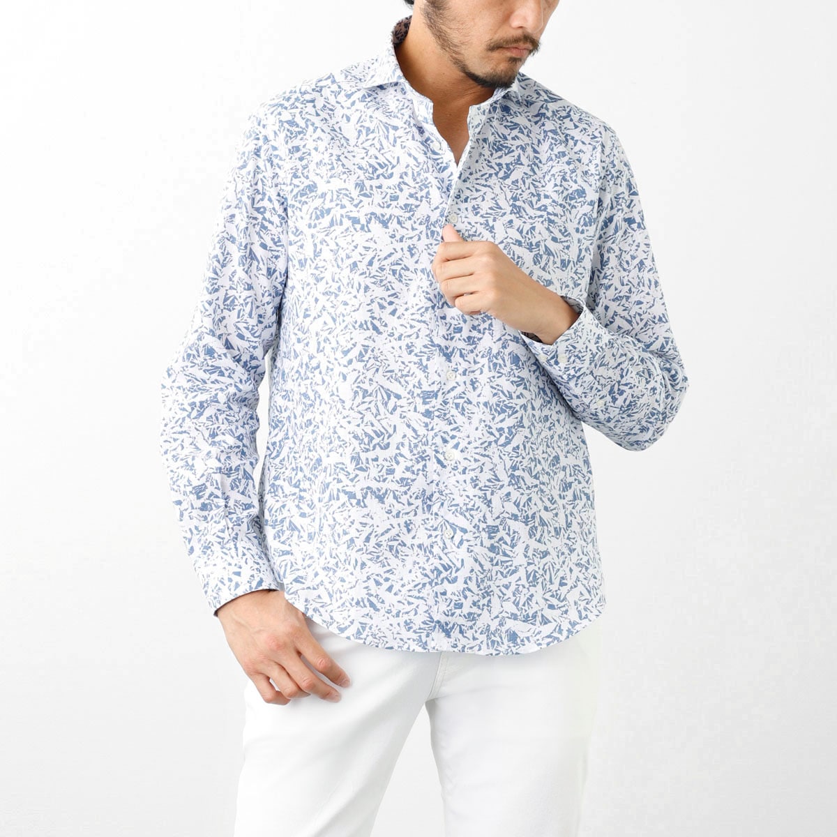 GALLIA ガッリア ホリゾンタルカラーシャツ/総柄シャツ【大きいサイズあり】 メンズ