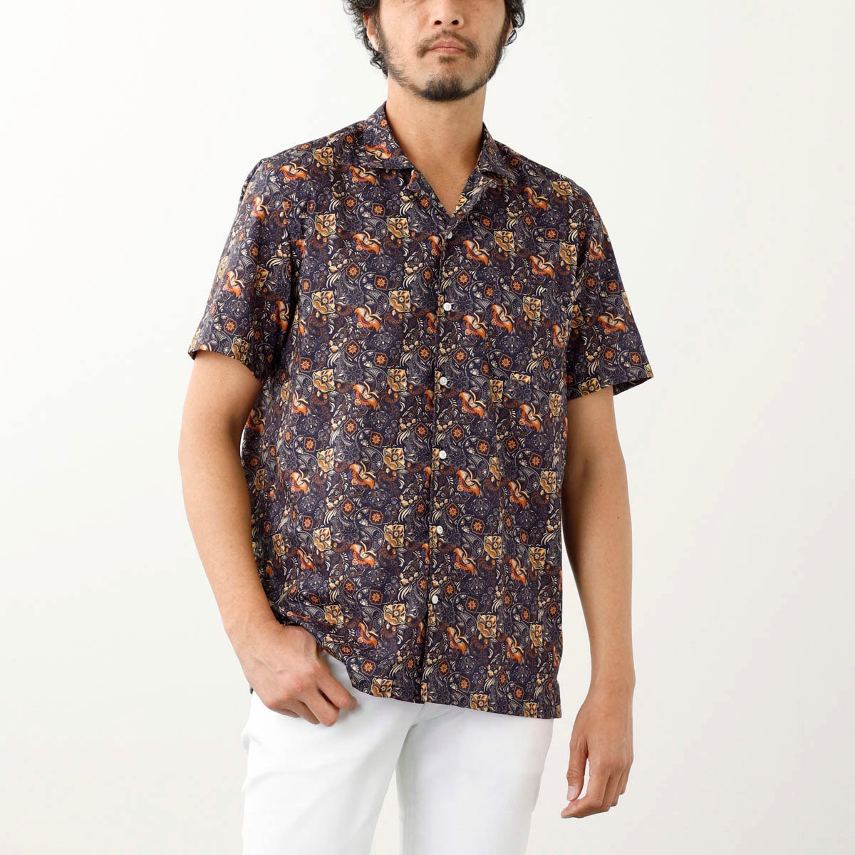 GUYROVER 鹿の子ワイドカラー半袖シャツL GUY ROVER ギローバー