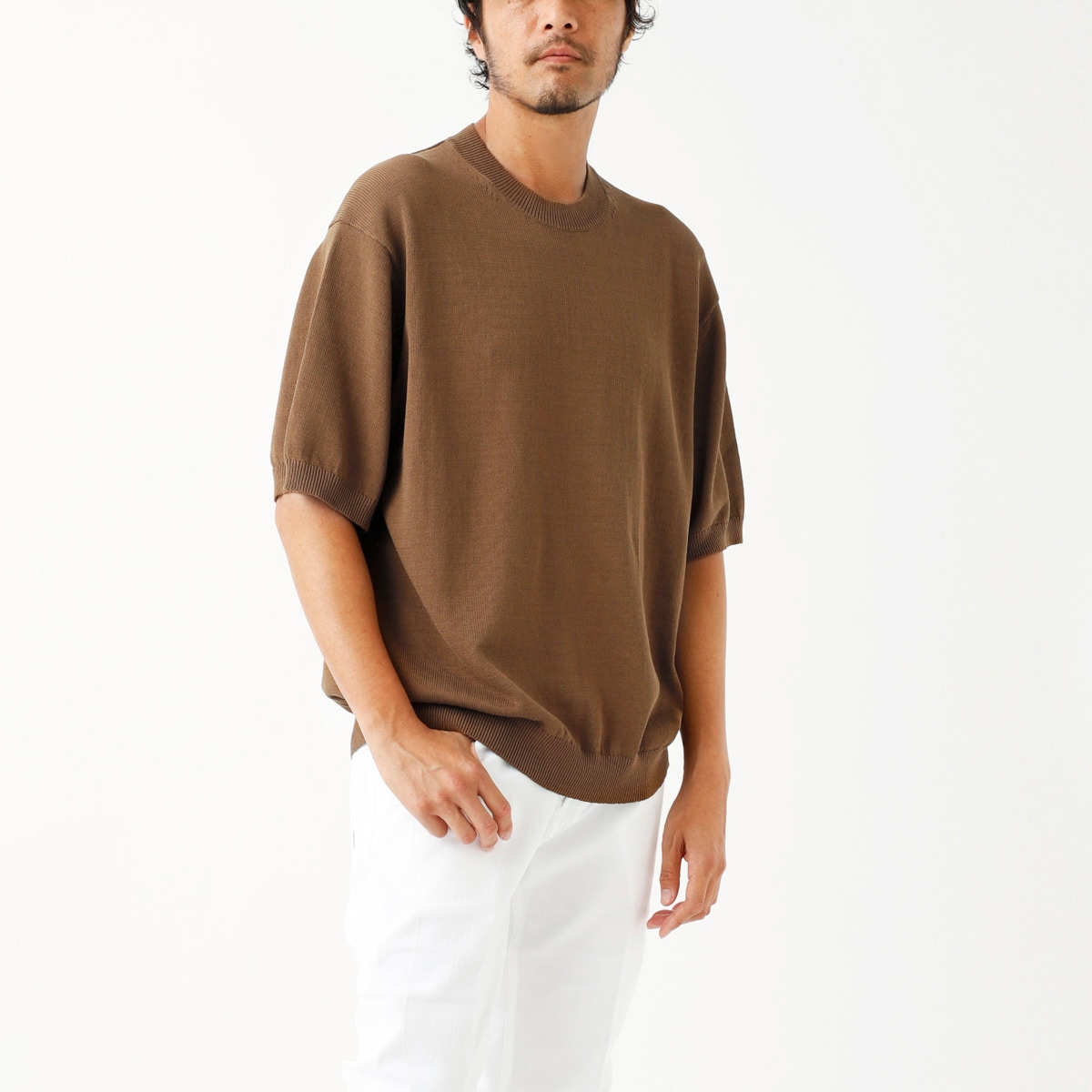 【アウトレット】【ラスト1点】STUDIO NICHOLSON スタジオ ニコルソン 半袖クルーネックニット/ニットTシャツ/SONAR メンズ