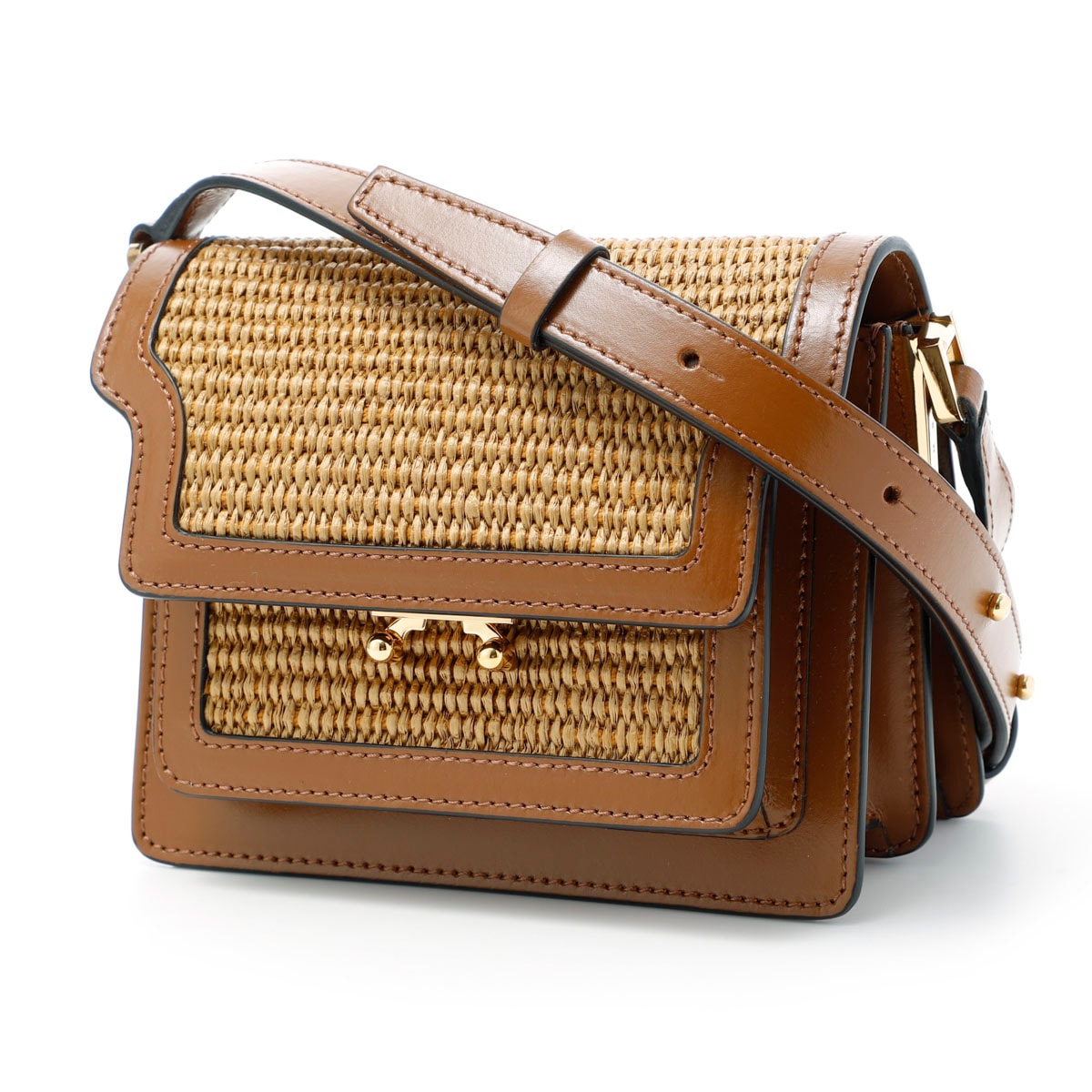 MARNI ショルダー＆クロスボディバッグ ブラウン MARNI マルニ ショルダーバッグ クロスボディバッグ レザー 本革