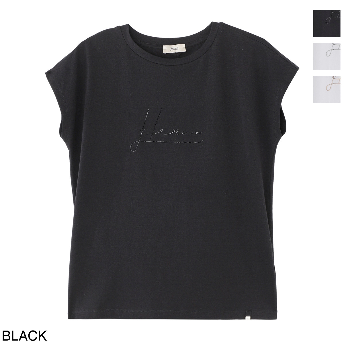 HERNO ヘルノ クルーネックTシャツ/フレンチスリーブTシャツ【大きい 