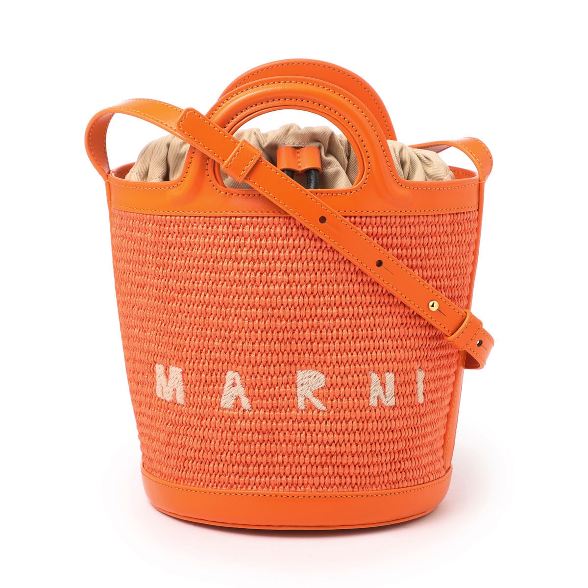 MARNI マルニ　TROPICALIA ミニ　バッグ Tropicalia Small Bag in black leather and raffia-effect