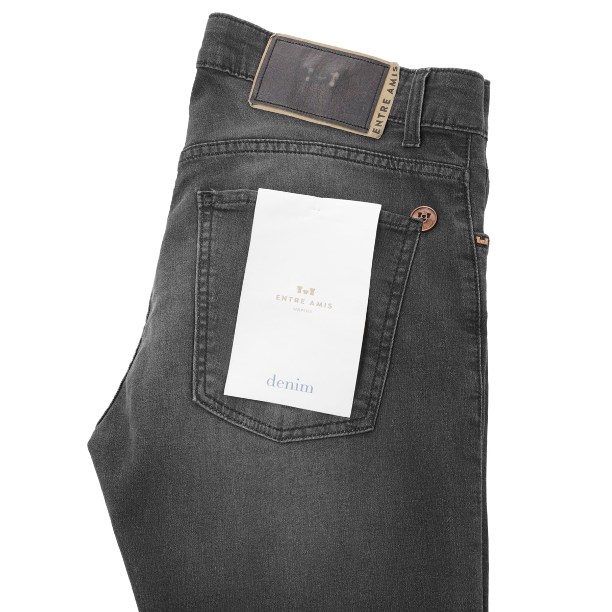 新品 entre amis イタリア製 コーティング デニム ジーンズ 黒 44 新品 entre amis イタリア製 コーティング デニム ジーンズ 黒