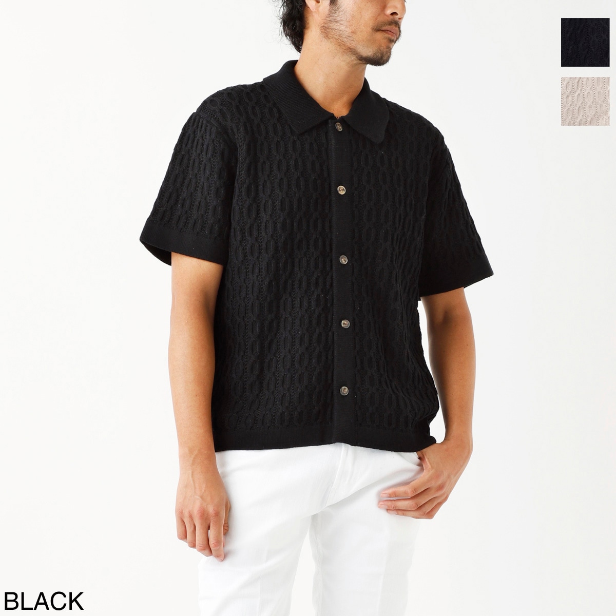 【WLCP】Les Deux レドゥ 半袖ニットシャツ/GARRETT KNITTED SHIRT メンズ