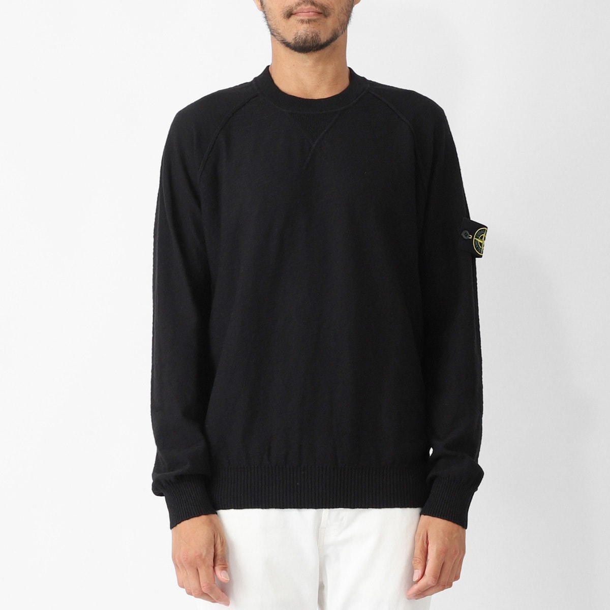 極美品✨ STONE  ストーンアイランド　クルーネックセーター　黒 アウトレット】【ラスト1点】STONE ISLAND ストーンアイランド