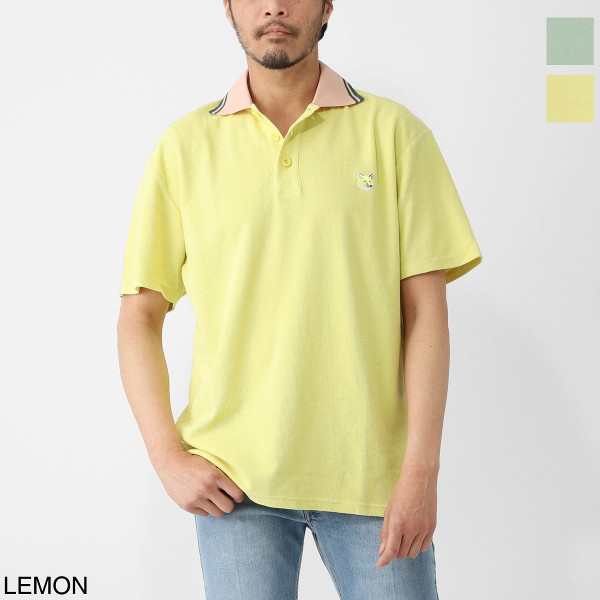 MAISON KITSUNE ニットポロシャツ MAISON KITSUNE メゾンキツネ ニット 長袖ポロシャツ FOX HEAD