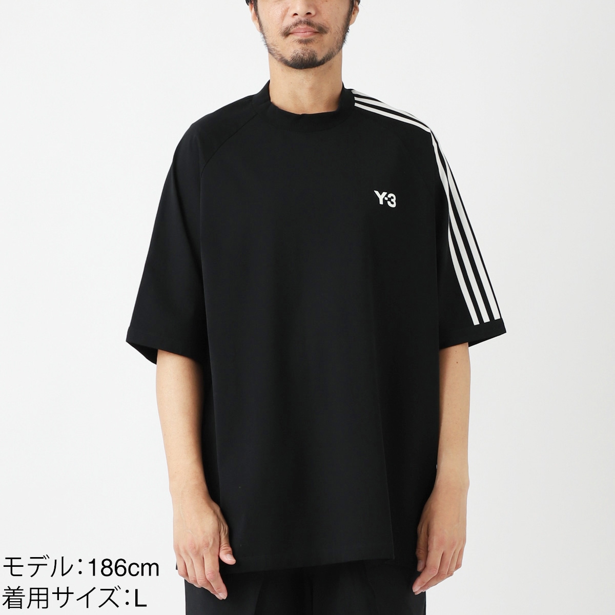$ Y-3 黒 ストライプ クルーネックTシャツ Y-3 ワイスリー クルーネックTシャツ/3S SS TEE | メンズ