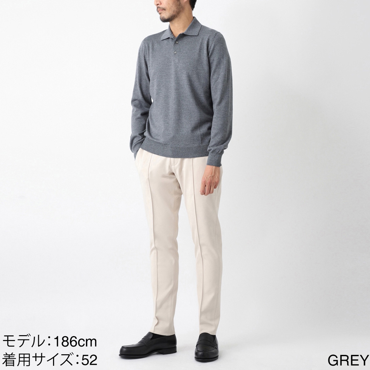 Gran Sasso グランサッソ 長袖ニットポロシャツ【大きいサイズ
