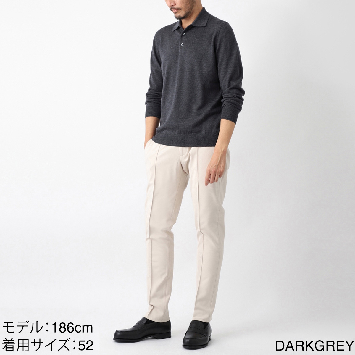 Gran Sasso グランサッソ 長袖ニットポロシャツ【大きいサイズあり】 メンズ